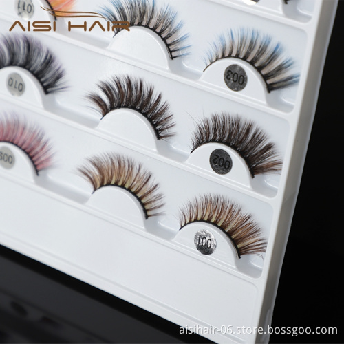 Aisi Hair OEM & ODM Colorful 100% Real Mink False Eyelashes Private Label Strips Colour Fake Mink Lashes
